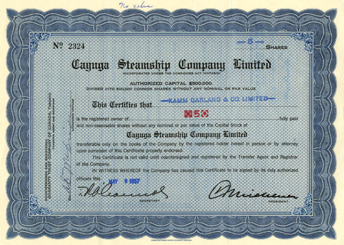 Cayuga Steamship Company Limited - SOLD